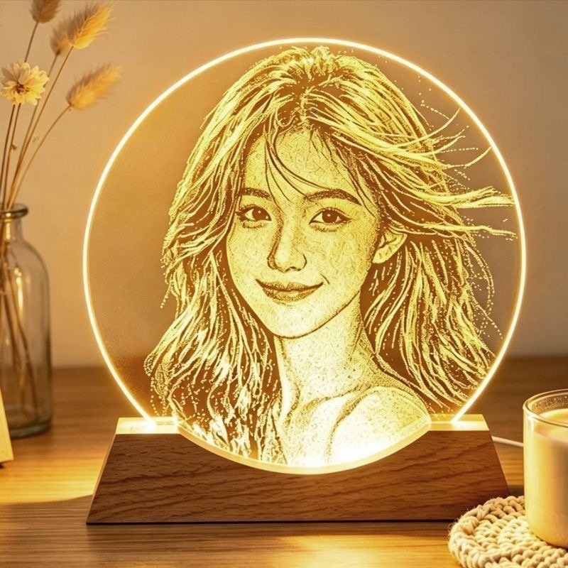 Personalized Round 25cm Glass Picture Lamp 3 Color Dimmable LED Night Light Custom Photo Engraving Gift With Free Gift Box - Image 4
